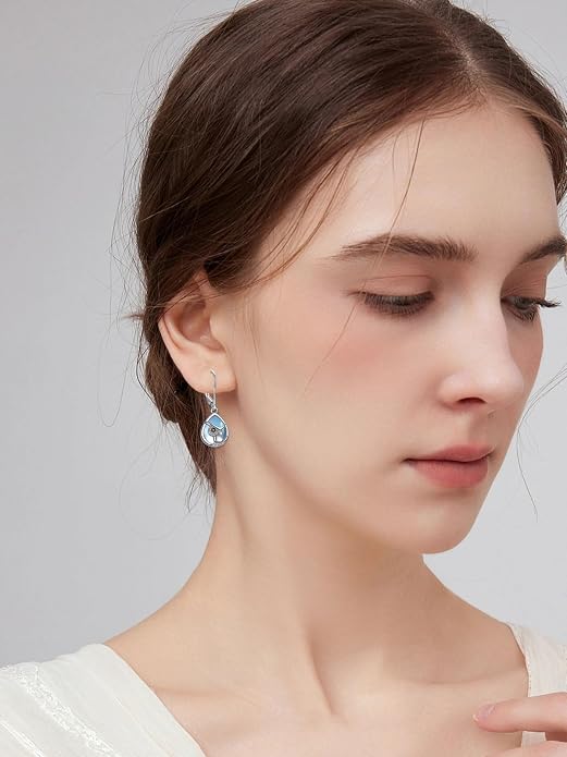 Dorunmo Moonstone Dangle Drop Earrings s925 Sterling Silver Leverback Earrings Filigree Moonstone Jewelry Birthday Gifts for Women