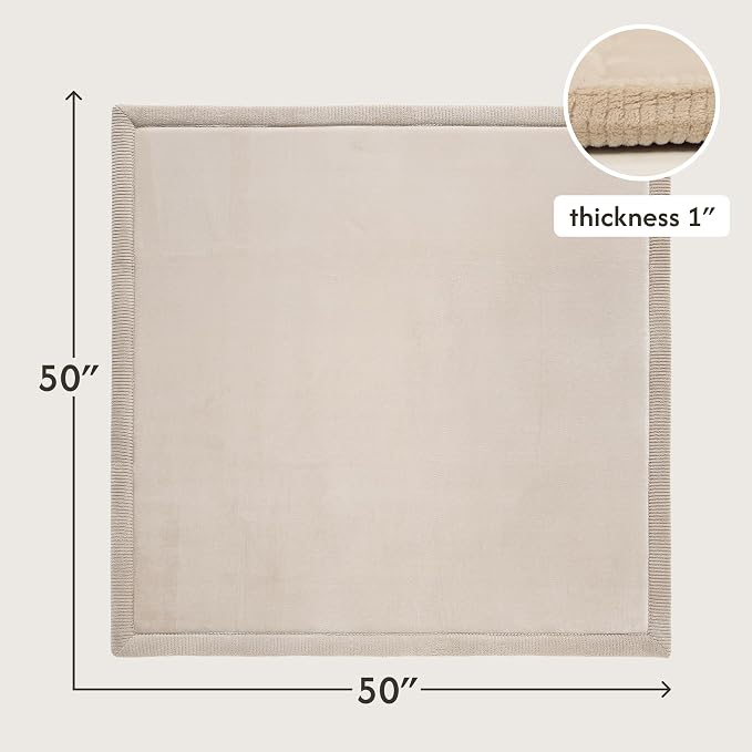 Hakuna Matte CloudSoft Play Mat - Beige 50" x 50" Super Soft | Waterproof Baby Rug | Luxury Cushioned Comfort | Safe & Non-Toxic for Tummy Time | OEKO-TEX Certified Modern Home Decor