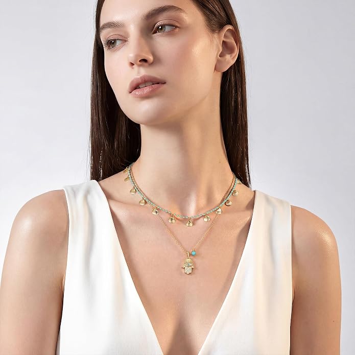 Fashion Dainty Necklace for Women - 14K Gold Plated Detachable Pendant with Cubic Zirconia Accent, Hypoallergenic Layering Jewelry for Women, Trendy Storm Charm Necklace for Daily Wear & Gifting