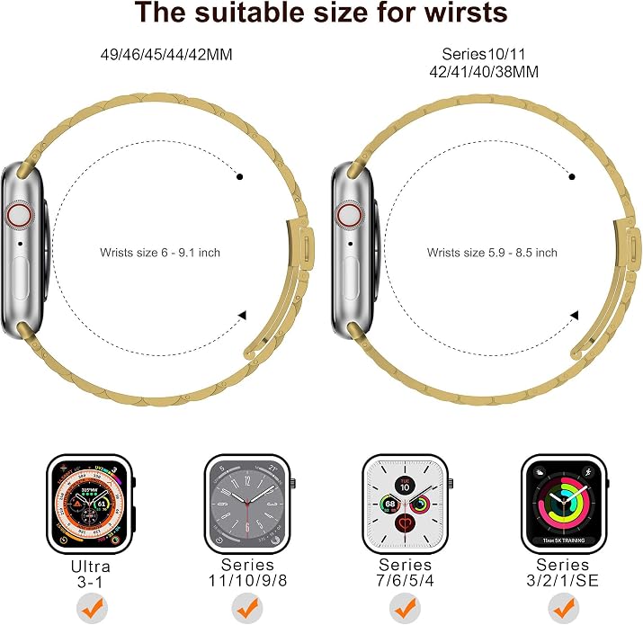 2-Pack Compatible for Apple Watch Band 46mm 42mm Series 11/10, 45mm 41mm Series 9/8/SE 3 Stainless Steel iWatch Ultra 3 Bands Men Women