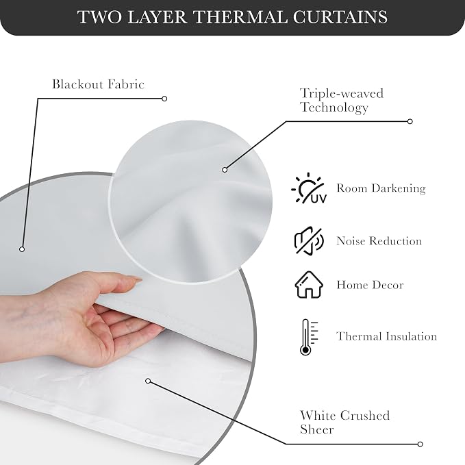 PONY DANCE Sheer Curtains 95 inches Long - Living Room Double White Curtains Light Filter Thermal Drapes for Windows, 52 x 95 inches, Greyish White, Set of 2