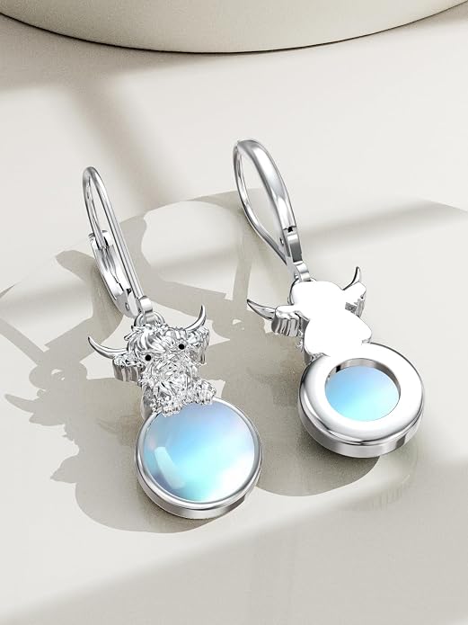 Dorunmo Moonstone Dangle Drop Earrings s925 Sterling Silver Leverback Earrings Filigree Moonstone Jewelry Birthday Gifts for Women