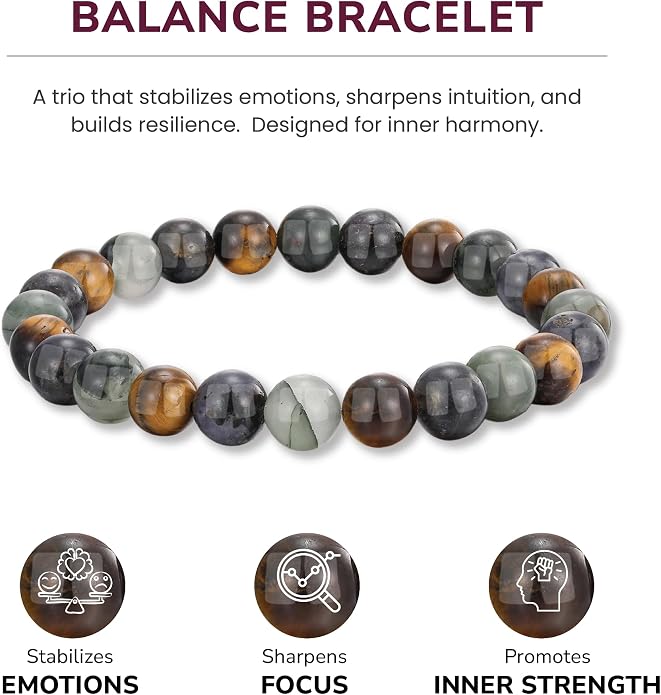Crystal Vibe - Healing Crystal Bracelet for Women & Men | Natural Gemstone Bead Bracelet | Adjustable Handmade Energy Stone Bracelet | Bracelet for Meditation, Yoga & Daily Wear | Multiple Types