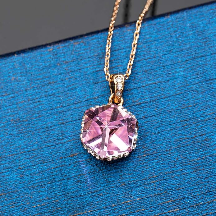 EVEVIC Color Changing Cubic Austrian Crystal Pendant Necklaces for Women 14K Gold Plated Hypoallergenic Jewelry