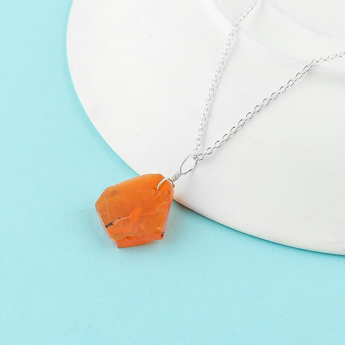 Natural Raw Gemstones Pendant Necklace, Rough Stones Dainty Jewelry, Handmade Bohemian Jewelry, Silver Plated Chain, Healing Crystals, Christmas Gift for Women