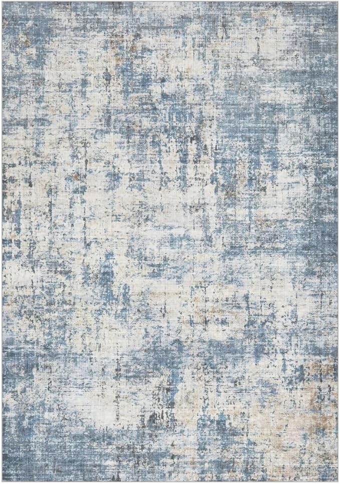 2x3 Rug for Entryway Hallway-No Slip Soft Carpets Modern Abstract Coastal Indoor Floor Stain Resistant Carpet for Bedroom Dining Room Farmhouse Nursery Home Office Blue