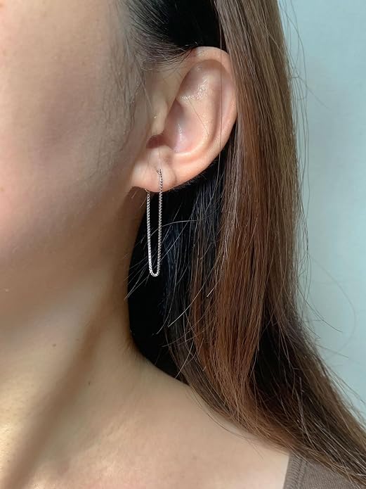 Tassel Earrings for Women Gold Plated Silver Chain Earrings Dainty Minimalist Dangle Drop Studs