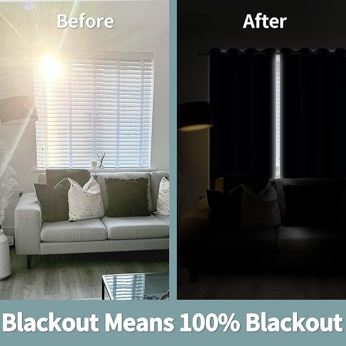 BGment Navy Blue Blackout Curtains 45 Inch Length - Boys Curtains for Bedroom Thermal Insulated Grommet Drapes for Small Window, 2 Panels, Each 42 Inch Wide