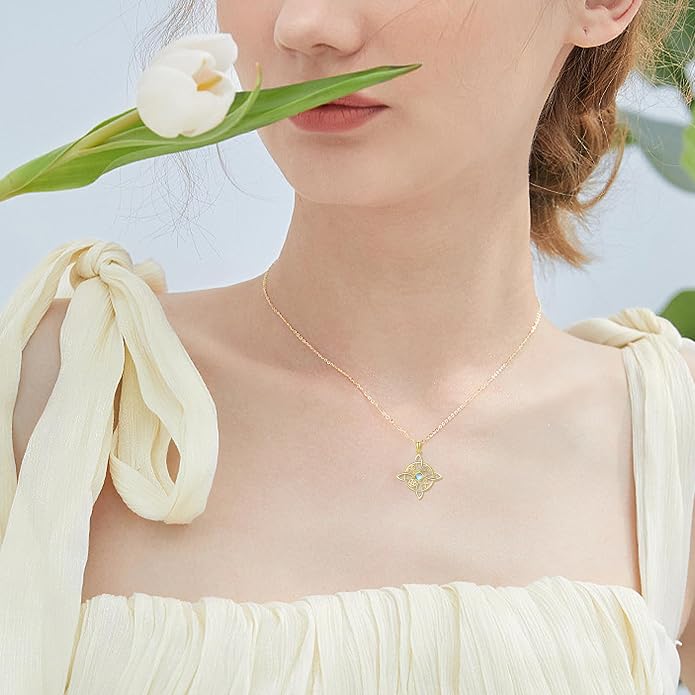 YAFEINI Sterling Silver Witches Knot Pendant Necklace - Celtic Cross Witch Jewelry Amulet Gifts for Women