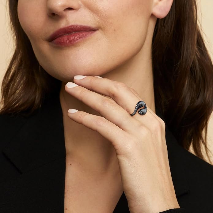 WOWORAMA Chunky Teardrop Rings for Women Silver Gold Bypass Dome Rings Thick Statement Open Adjustable Rings Simple Waterdrop Stackable Band Rings