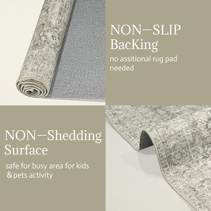 Machine Washable Entryway Small Area Rugs: Soft Non-Slip Low Pile Door Mat Indoor Entrance 2x3 ThrowRug for High-Traffic Areas Kitchen, Hallway, Farmhouse Decor