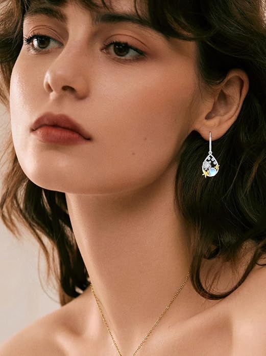 Dorunmo Moonstone Dangle Drop Earrings s925 Sterling Silver Leverback Earrings Filigree Moonstone Jewelry Birthday Gifts for Women