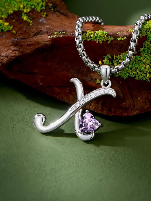 Birthday Gifts for Women Alphabet A to Z Initial Birthstone Pendant Necklaces for Women - 18k White Gold Plated Personalized Name Jewelry Anniversary Graduation Gifts for Wife Her Daughter Girlfriend(with Gift Box)