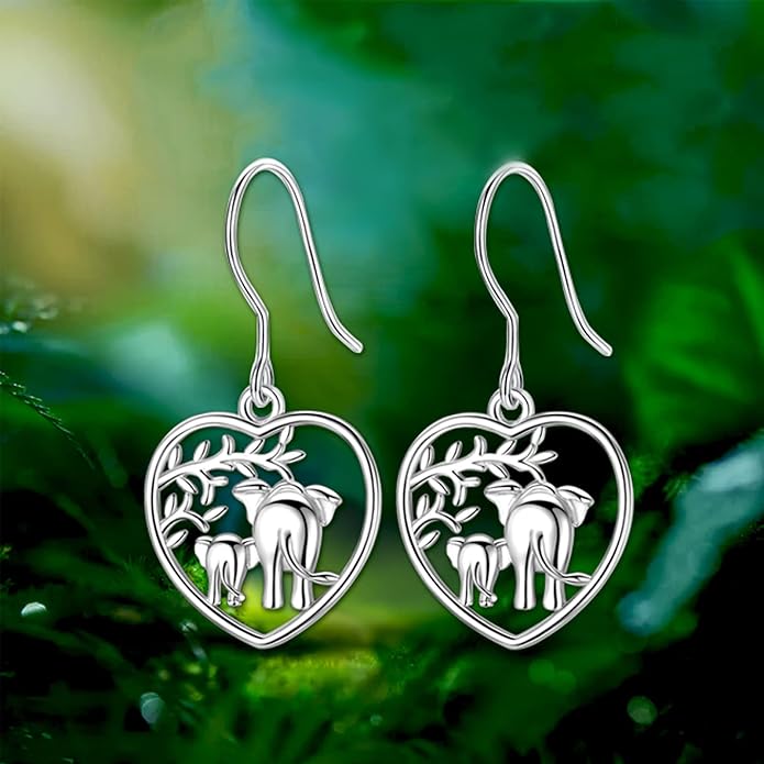 AEONSLOVE Elephant Sterling Silver Earrings, Elephant Jewelry for Women, Mother's Day Gift