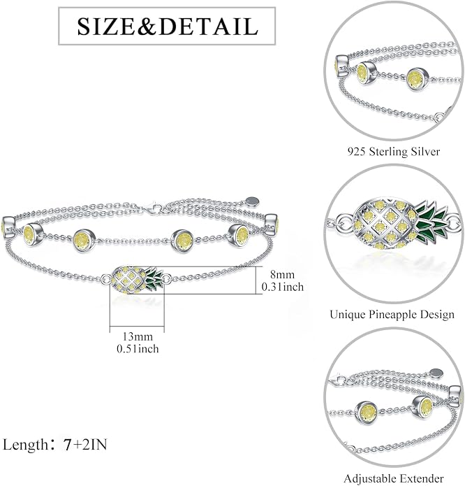 Dorunmo Anklet Bracelets For Women 925 Sterling Silver Birthstone/Infinity/Butterfly/Evil Eye/Turtle/Pineapple/Starfish/Heart Anklets Bracelets Jewelry Gifts for Women