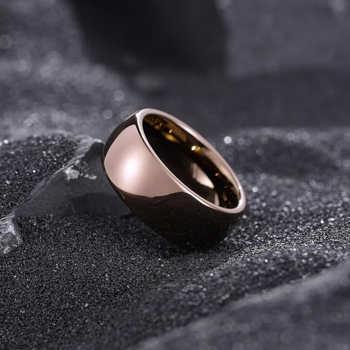 King Will Men's Women's Tungsten Carbide Ring 24k Gold Plated Rose Gold Plated Domed Polished Finish Wedding Band