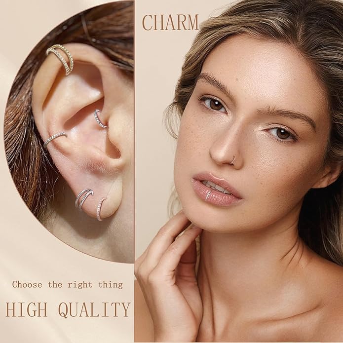 AROWRO Conch Piercing Jewelry Septum Jewelry Nose Rings Hoops 20G 18G 16G 316L Surgical Steel Hinged Segment Ring Hoop Helix Daith Rook Tragus Cartilage Piercing Jewelry