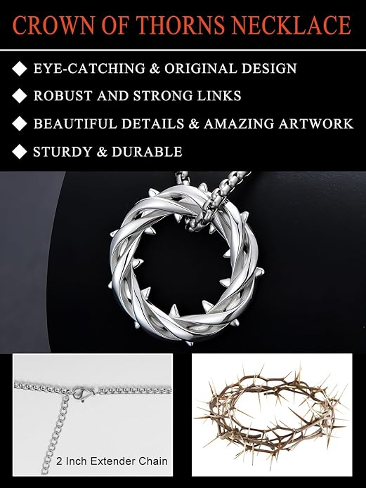 Seiyang Crown of Thorns Necklace 925 Sterling Silver Crown Pendant Amulet Jewelry Gifts (with Gift Box)