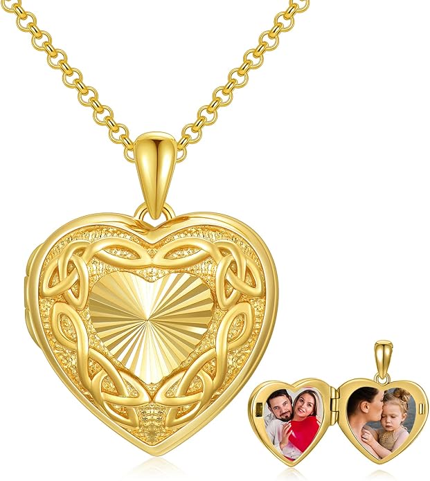 SOULMEET Personalized Silver Locket Necklace That Holds Pictures Photo Keep Someone Near to You, Memorial Custom Lockets Necklaces Letters Engraving for His Her