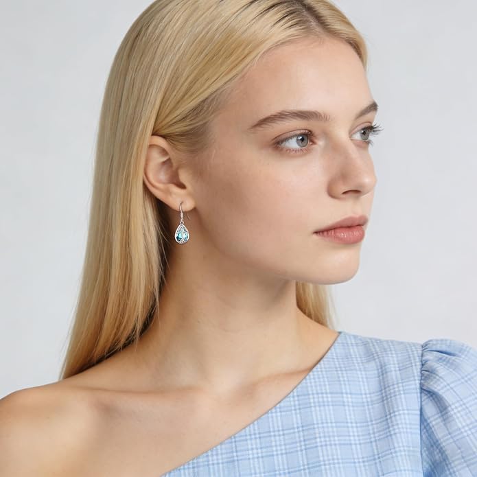 Eusense Sterling Silver Dangle Earrings for Women Tree of Life Animals Moonstone Turquoise Leverback Earrings Jewelry Gifts