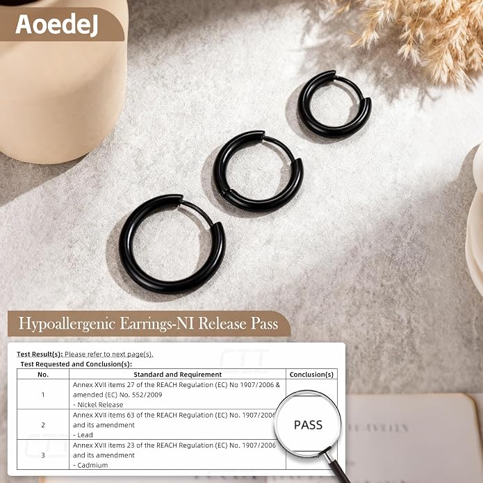 AOEDEJ G23 Titanium Black/Steel Gray/Gold Hoop Earrings 18G Small Huggie Hoop Earrings 8mm/10mm/12mm Cartilage for Sensitive Ears for Multiple Piercing Cartilage Hoop Earring Stack Jewelry