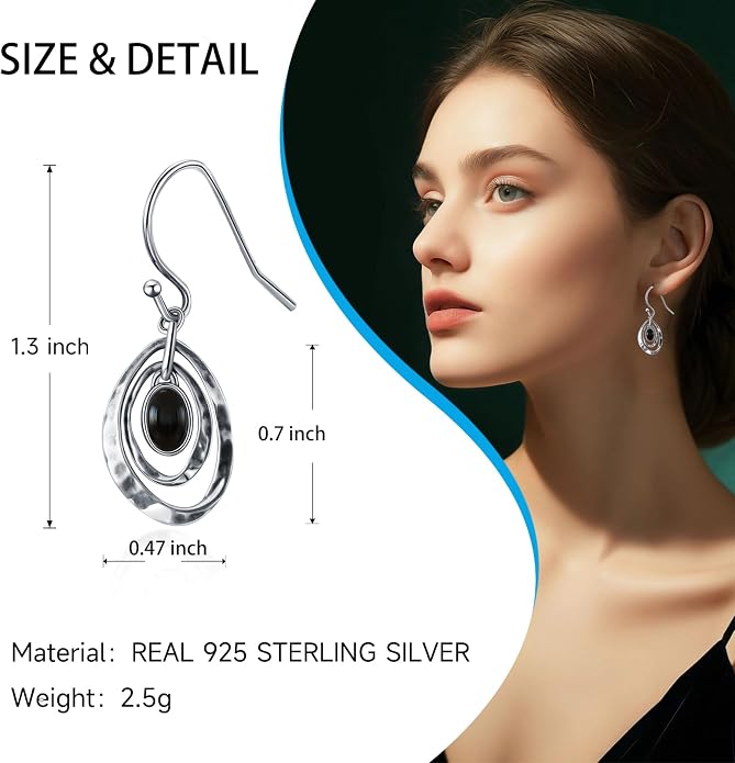 Real 925 Sterling Silver Trendy Dangle Earrings for Women | White Gold Plated | Hypoallergenic Turquoise/Black Onyx/Opal Filigree Jewelry Lightweight Celtic Lover Knot Leverback Earrings Gifts