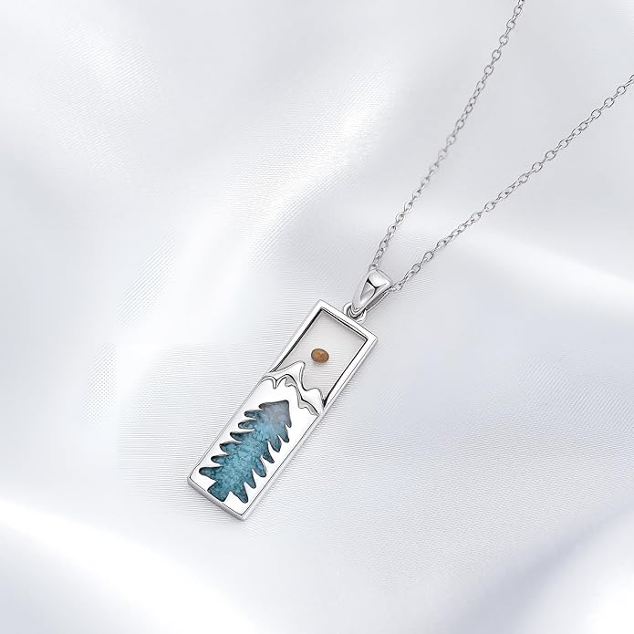 HPQQ Cross Necklace 925 Sterling Silver Turquoise Tree of Life Celtic Knot Cross Pendant Jewelry Mother's Day Gifts for Women