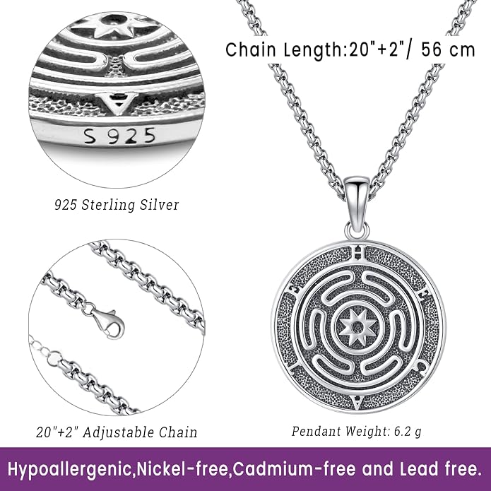 Witchy Jewelry for Women Men Nudo De Bruja Plata 925 Original Witches Knot Necklace Tetragrammaton Hecate Necklace Lilith Necklace Pentagram Necklace Cat Necklace Triple Moon Goddess Pendant Necklace
