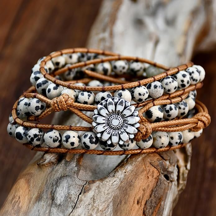 Boho Wrap Bead Bracelet for Women - Handmade Adjustable Natural Stone Beaded Bracelets Yoga Healing Bracelet Bangle Hippie Jewelry