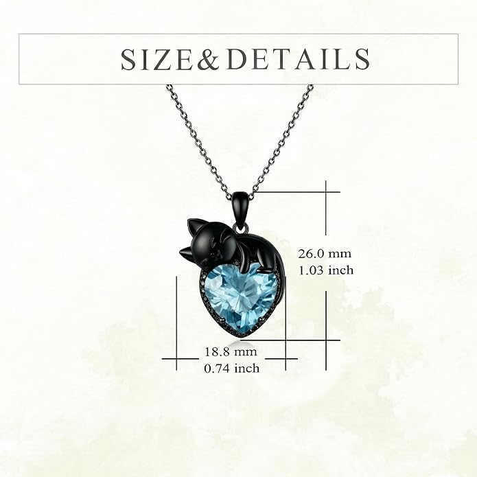Cat Necklace Sterling Silver Cat Zircon Pendant Gothic Jewelry for Women Animal Lovers Gifts