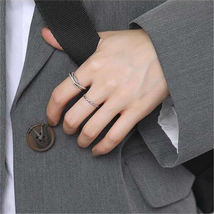 925 Sterling Silver Ring Minimalist Adjustable Rings Band Handmade Rings for Women Girls
