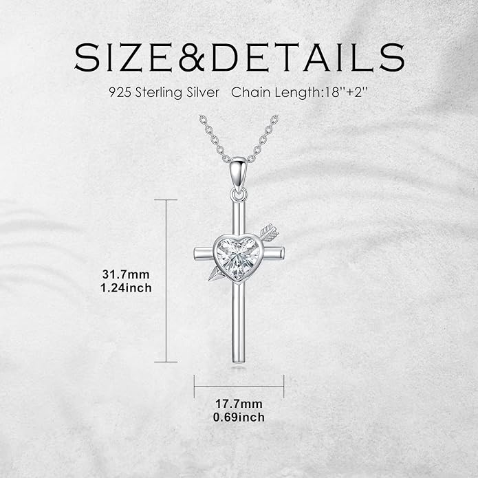 Cross Necklace for Women 925 Sterling Silver Crucifix Pendant Christian Cross Jewelry for Women Men