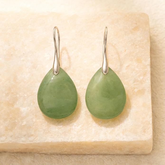 925 Sterling Silver Natural Crystal Agate Dangle Earrings, Waterdrop Teardrop Shape