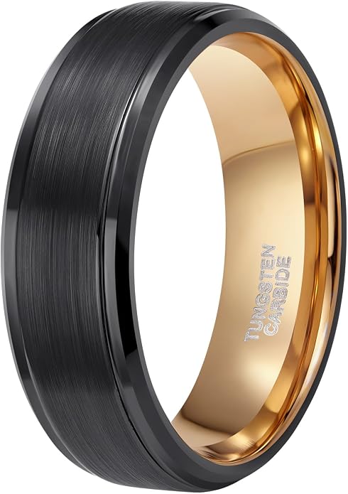 TRUMIUM 4mm 6mm 8mm Tungsten Rings for Men Women Silver Blue Rose Gold Plated Black Tungsten Wedding Band Matte Brushed Finish Comfort Fit Size 4-15