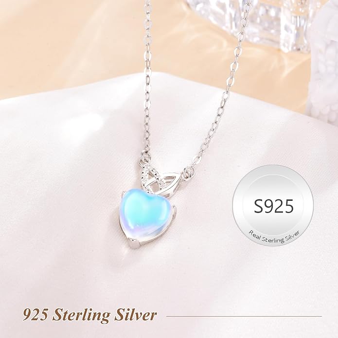 925 Sterling Silver Moonstone Necklace New Beginnings, Graduation Gifts, Created Moonstone Jewelry June Birthstone Necklace for Women, Inspirational Birthday Graduation Gifts for Friend Sister Daughter Mom