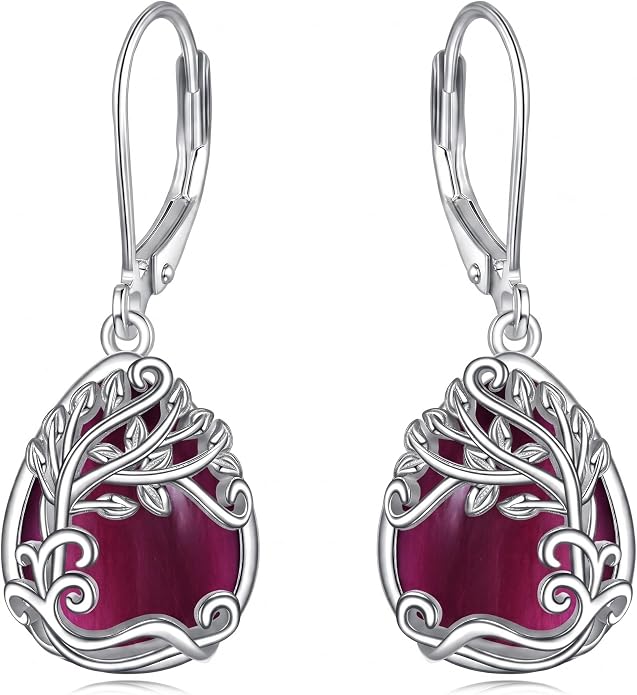 Teardrop Tree of Life/Filigree Earrings for Women Dangle Leverback Earrings Jewelry Gift Anniversary For Her