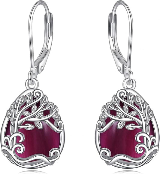Teardrop Tree of Life/Filigree Earrings for Women Dangle Leverback Earrings Jewelry Gift Anniversary For Her