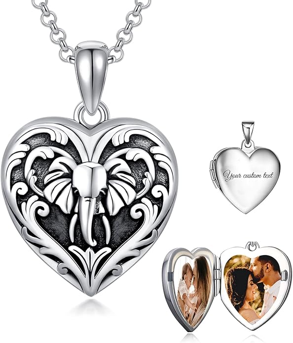 SOULMEET Personalized Silver Locket Necklace That Holds Pictures Photo Keep Someone Near to You, Memorial Custom Lockets Necklaces Letters Engraving for His Her