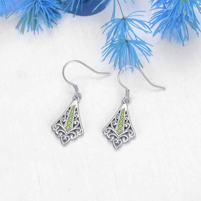 PELOVNY 925 Sterling Silver Filigree Dangle Earrings Hypoallergenic Abalone/Cubic Zirconia/Moonstone Earrings Vintage Jewelry Christmas Birthday Gifts for Women Mom Her