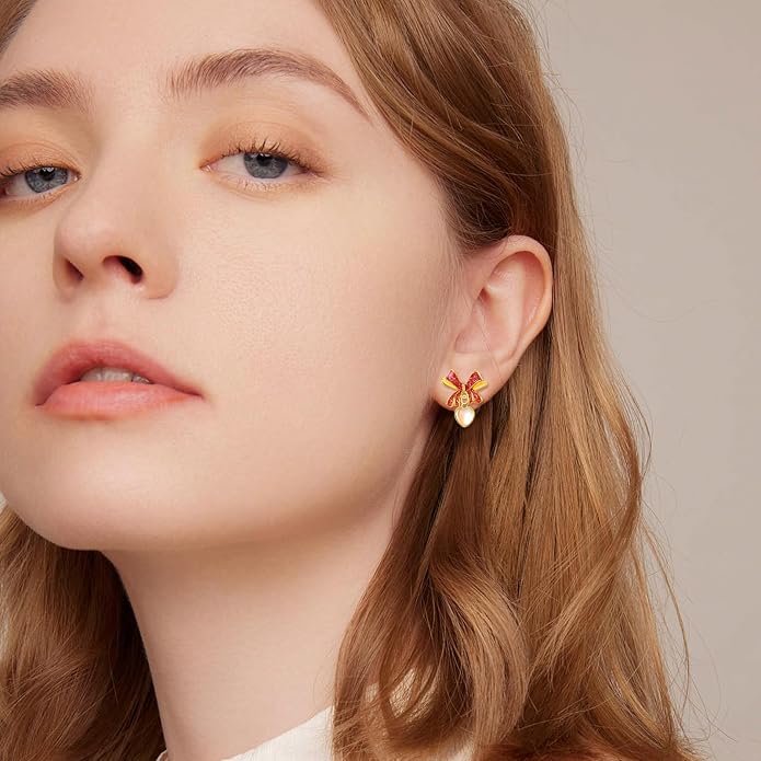 Palpitate Bow Earrings 925 Sterling Silver Women's Earrings Bow Jewelry Birthday Anniversary Christmas