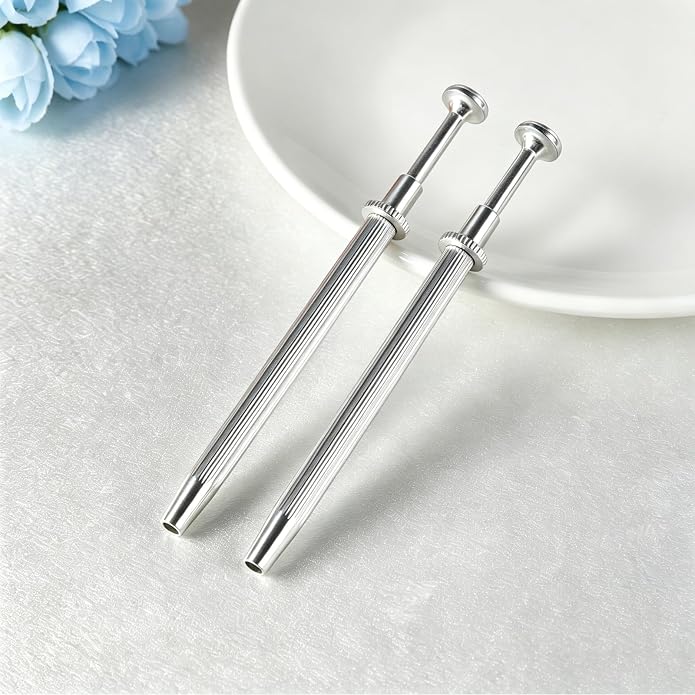 ONESING 2Pcs Piercing Ball Grabber Tool for Changing Jewelry, Stianless Steel Flat Back Earring Applicator Internally Threaded Push Pin Piercing Grabber Tool, Anti Slip 4 Claw Gem Ball Grabber Tool