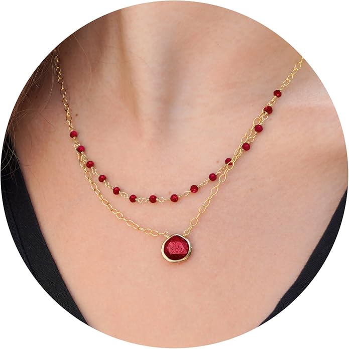 Layering Necklace for Women, Premium Layered Gold Healing Crytsal Necklaces - Tarnish Free 18K Gold Vermeil Certified S925 Classic Stack Necklace Gold Jewelry for Women - Mothers Day Gifts for Mom Wife