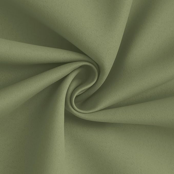 Yakamok Sage Blackout Curtains 72 Inches Long for Bedroom 50" Wide 2 Panel | Blackout Curtain Panels for Bedroom, 2 Thick Layers Grommet Top Thermal Insulated Drapes with White Back for Living Room