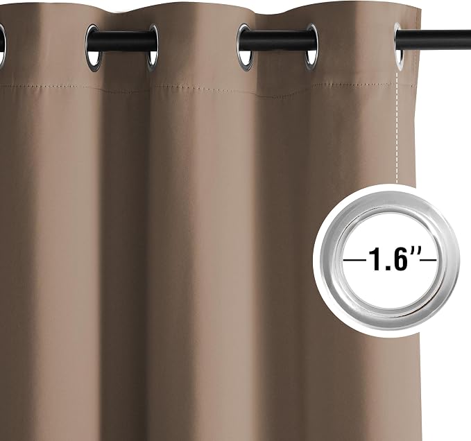 NICETOWN Room Darkening Draperies Curtains Panels, 2 Panels Cappuccino W52 x L63