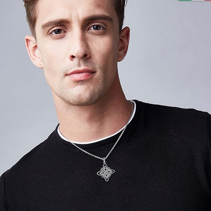 VONALA S925 Sterling Silver Celtic Owl/Moon Wolf/Horse/Dragon/Viking/Anchor Necklace Celtic Knot Pendant Necklace Irish Vintage Necklace Gifts for Women Teens Men Unisex