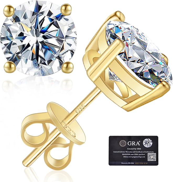 Moissanite Stud Earrings GRA 925 Sterling Silver Earrings for Men 18K White Gold Plating Earrings for Women,wedding earrings(0.3Ct-4Ct)