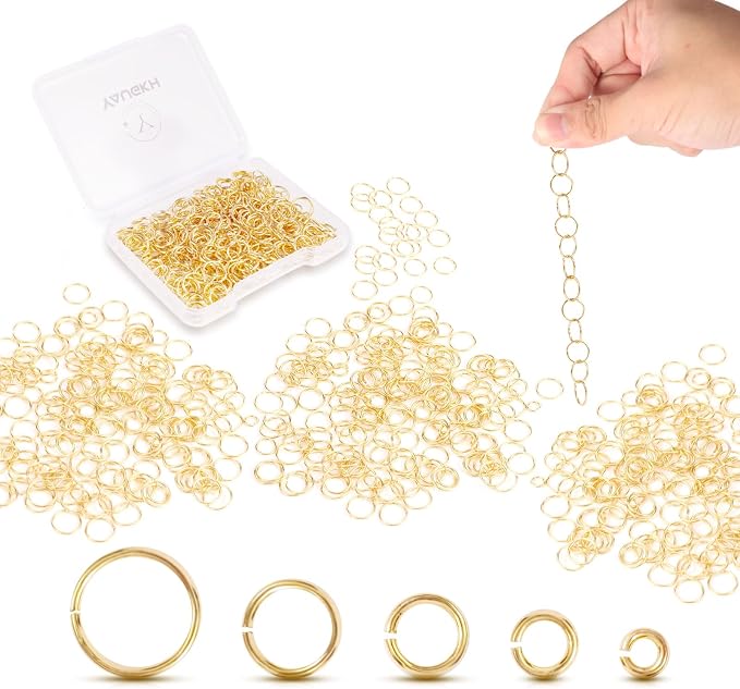 14K Gold Filled Jump Rings Open Jump Rings for Necklace Bracelet Earrings DIY Jewelry Making Supplies (8mm-450 pcs)