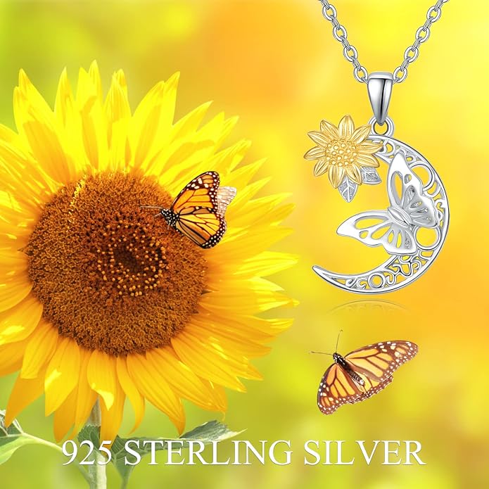 Palpitate Moon Star Necklace Moon Phase Necklace Pendant 925 Sterling Silver Jewelry Christmas Gifts for Women Wife Her Adjustable Chain