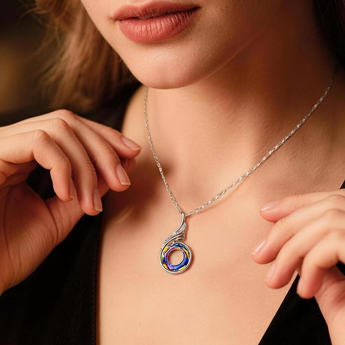 Kate Lynn "Rise From the Ashes Phoenix Necklace Made with Crystals from Austria, 18"+2" Necklace, Packaged with Jewelry Box, Birthday Gift for Women, Symbol of Luck and Renewal