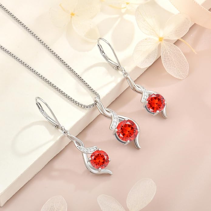 Women‘s Birthstone Pendant Necklace S925 Sterling Silver Imitation Diamond Infinity Necklace Jewelry Gift for Her